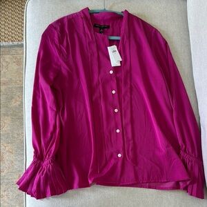 Banana Republic Pink Ruffled Blouse with front tie